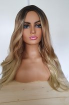 Dames Pruik- Ombre Goud Licht blond - Lang Haar - Golvend - Universeel - wig