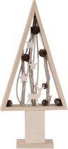 Kerst Boom met winterdecoratie en ledverlichting -Houten Kerstboom -  hoogte 50cm