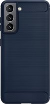 BMBMAX Carbon Hoesje geschikt voor de Samsung Galaxy S21 Hoesje / Soft cover / Telefoonhoesje / Beschermhoesje / Telefoonhoesje / Telefoonbescherming - Blauw