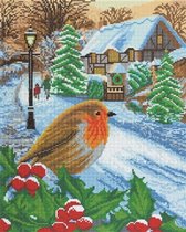 Diamond Painting Crystal Art - Wintry Robin - 40x50 cm - full painting