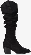 Tango | Ella square 4-d black high waxed suede slobby boot - black heel | Maat: 40