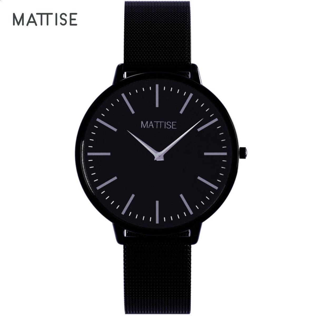 MATTISE Unisex Zwart Horloge met Zwart Horlogebandje van Gewoven Staal — Meis3 38 mm Quartz Heren Horloge Dames — Horloge voor Mannen Horloge voor Vrouwen — Horloges Horologe Uurwerk Mannen Uurwerk Vrouwen Uurwerken
