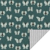 House of Products - Dubbelzijdig Cadeaupapier Inpakpapier - Butterfly Vlinder Groen Blauw - 70x300 cm