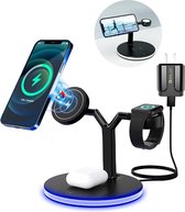 3-in-1 Draadloze Oplader Apple - Wireless Charger - Qi Lader - iPhone, iWatch, AirPods - Inclusief Quick Charge Oplaadstekker en Super Fast Charge Oplaadkabel