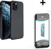 ShieldCase Silicone case geschikt voor Apple iPhone 12 / 12 Pro - 6.1 inch - zwart  + glazen Screen Protector