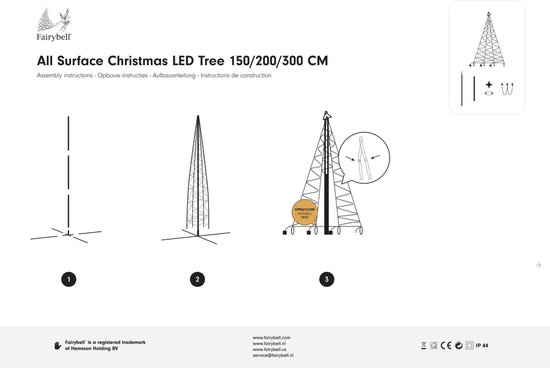 Fairybell Kerstboom voor buiten - All Surface / Geschikt voor alle ondergronden - 300CM-320LED Warm wit - Fairybell