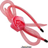 Jessidress® Diademen Dames Hoofdband Chique Haar diadeem Feestelijke Haarband met strikje - Donker Roze