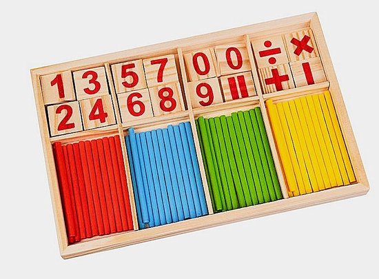 Thumbnail van een extra afbeelding van het spel A&K Rekenliniaal Montessori speelgoed Houten telstok kinderen wiskunde speelgoed