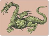 Muismat Draken Kunst - Illustratie van een middeleeuwse draak muismat rubber - 40x30 cm - Muismat met foto