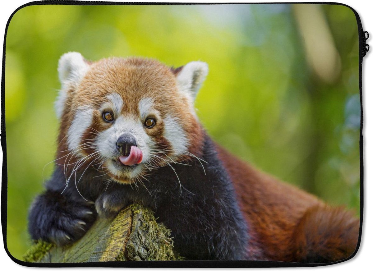 Laptophoes 14 inch 36x26 cm - Rode panda - Macbook & Laptop sleeve Gekke rode panda - Laptop hoes met foto