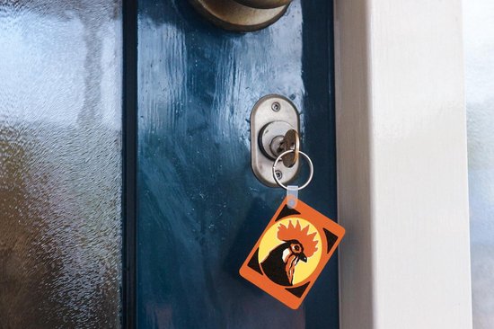 Illustration de porte-clés coq - Illustration abstraite de la tête d'un porte-clés coq en plastique - porte-clés rectangulaire avec photo