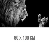 Allernieuwste Canvas Schilderij Als Deze Kitten Later Groot Is - Katten Leeuw poster - zwart-wit - 60 x 100 cm