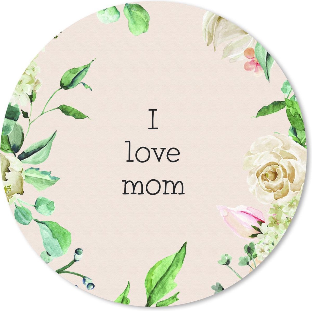 Muismat rond 20x20 cm - Mousepad I love mom - Moeder - Spreuken - Quotes - Ronde muismatten