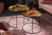 Elegante Salontafel Goud set van 2 salontafels  62 cm goud met afneembaar tafelblad