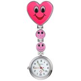 Fako® - Verpleegstershorloge - Zusterhorloge - Verpleegster Horloge - Hart Smile - Roze