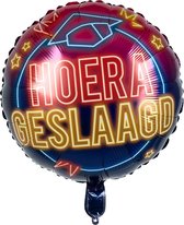 Folieballon Neon "Geslaagd" 45x45 cm
