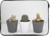 Laptophoes 13 inch 34x24 cm - Kamerplant - Macbook & Laptop sleeve Drie cactussen op een rij - Laptop hoes met foto