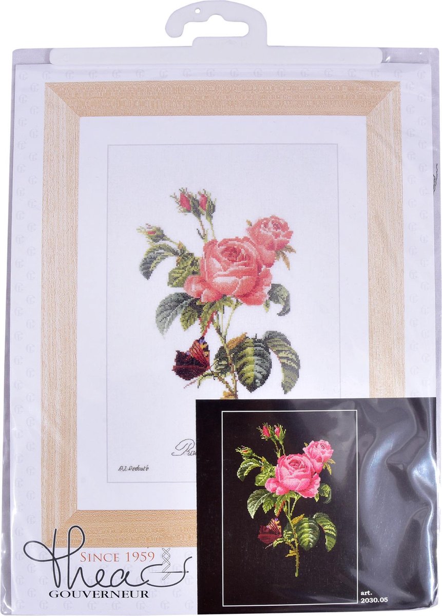 Thea Gouverneur - Borduurpakket met telpatroon - 2022A - Voorgesorteerde DMC Garens - Vlaamse Gaai - Aida - 50 cm x 56 cm - DIY Kit