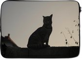 Laptophoes 14 inch 36x26 cm - Katten  - Macbook & Laptop sleeve Silhouet van kat - Laptop hoes met foto