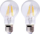 2x -  Leddy's - LED Lampen Peer - Plasticvrij - 4W - Dimbaar - E27 Kleine Fitting - 2700K Warm wit
