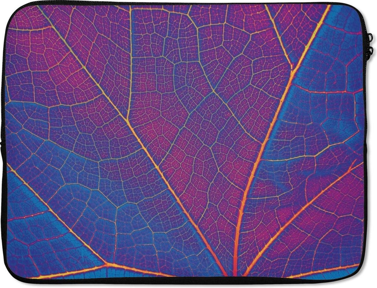 Laptophoes 14 inch 36x26 cm - Abstracte Bladeren - Macbook & Laptop sleeve infrarood blad - Laptop hoes met foto