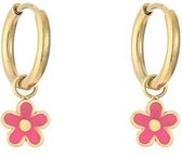 Michelle Bijoux oorhanger bloem pink goud JE13053