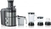 Deluxe 4 in 1 professionele fruit en groente pers met pulse functie - Inclusief blender + 2 hakmolens - 1000W - Inox
