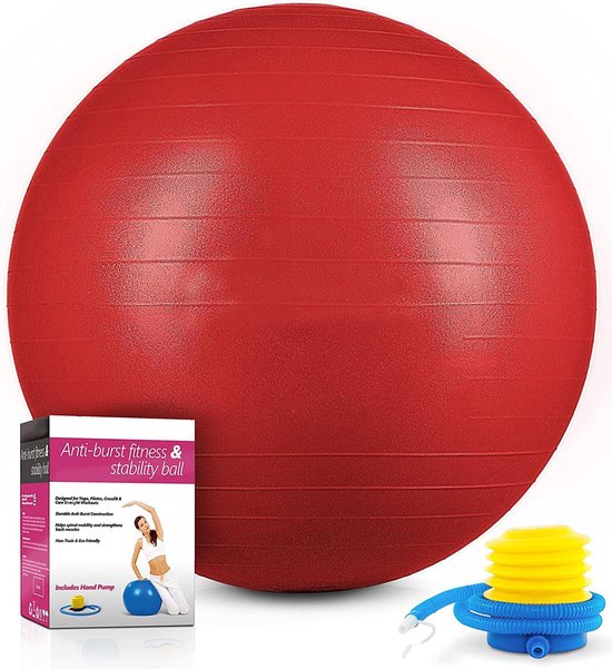 Sens Design Zitbal Fitnessbal Yogabal Gymbal - 55 cm - rood incl. pomp