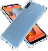 Anti shock siliconen case - Geschikt voor Samsung Galaxy A11 - Extra sterke hoeken back cover- stoot rubber siliconen - transparant