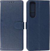Sony Xperia 5 III Hoesje - Book Case Telefoonhoesje - Kaarthouder Portemonnee Hoesje - Wallet Case - Navy