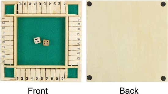 Thumbnail van een extra afbeelding van het spel Sluit de doos - Zinaps Deluxe 4-Player Sluit de Doos Houten Tafel Game Classic Dice Game Board Toy, Brown- (WK 02127)