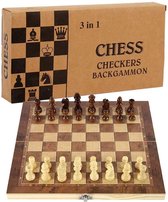 Schaakbord MET Schaakstukken - Zinaps Chess Set, opvouwbaar houten schaakbord voor het gezin, reizen schaakspel, cadeau voor kinderen en volwassenen- (WK 02127)