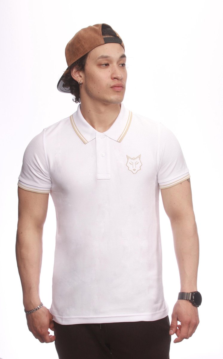 9 Lives Clothing - Polo - T-shirt - Wit - Beige - Maat M