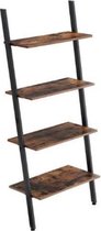 Maison Home – Wandrek ladder – Boekenkast – 4  planken – Zwart – Bruin