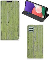 Telefoon Hoesje Geschikt voor Samsung Galaxy A22 5G Wallet Case Green Wood