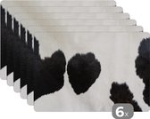 Placemat - Placemats kunststof - Dierenprint - Koeien - Vacht - 45x30 cm - 6 stuks - Hittebestendig - Anti-Slip - Onderlegger - Afneembaar