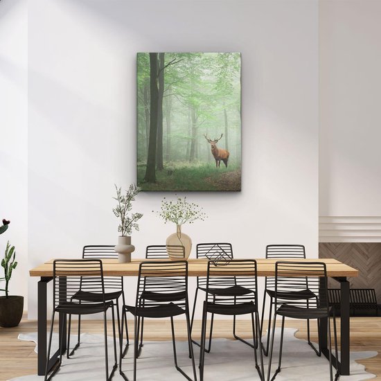 Artaza - Peinture sur toile - Cerf dans la forêt - 60 x 80 - Photo sur toile - Impression sur toile