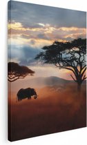 Artaza Canvas Schilderij Olifant In Het Wild - Savanne - 30x40 - Klein - Foto Op Canvas - Canvas Print