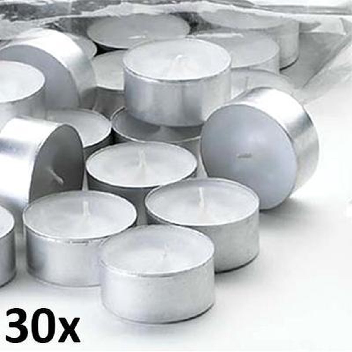 30 stuks witte 10-uurs maxi waxinelichtjes 24/58 in zak (10 uur) Hoogwaardige Horeca kwaliteit