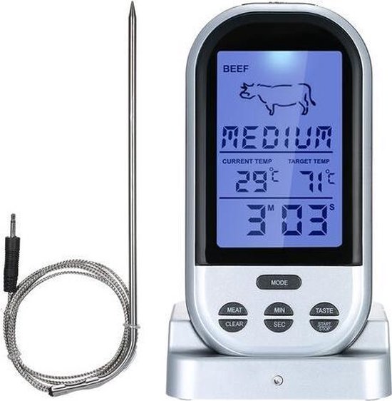 Plakken Grens Executie Wireless Vlees Thermometer Digitaal BBQ Thermometer Draadloos -  Kernthermometer -... | bol.com