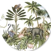 Muurcirkel jungle olifant 60cm / muurdecoratie babykamer kinderkamer