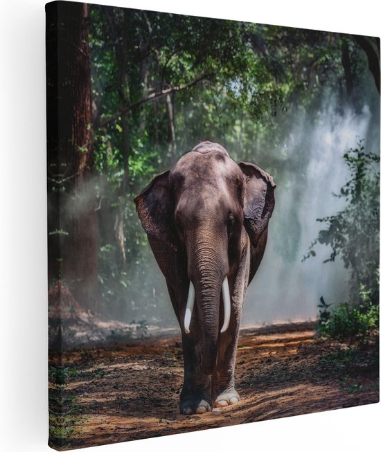 Artaza - Peinture sur toile - Éléphant dans la forêt - 70 x 70 - Photo sur toile - Impression sur toile