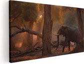 Artaza Canvas Schilderij Olifant In het Bos - 120x60 - Groot - Foto Op Canvas - Canvas Print
