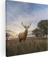 Artaza Peinture Sur Toile Cerf Dans Le Paysage - 30x30 - Klein - Photo Sur Toile - Impression Sur Toile