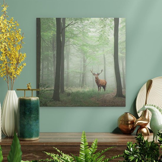 Artaza - Peinture sur toile - Cerf dans la forêt - 40 x 40 - Klein - Photo sur toile - Impression sur toile