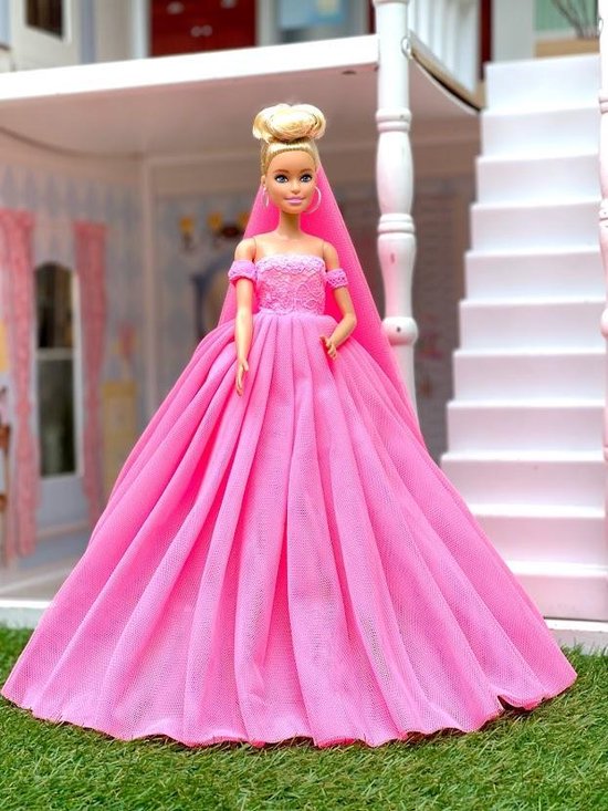Bruidsjurk voor modepoppen - roze - bruidsmeisjes jurken - prinsessenjurk -  barbie -... | bol.com