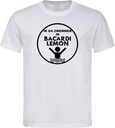 Wit T-Shirt met “ Ik ga zwemmen in Bacardi Lemon “ print Zwart Size S
