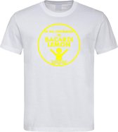 Wit T-Shirt met “ Ik ga zwemmen in Bacardi Lemon “ print Neon Geel Size XL
