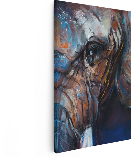 Artaza Canvas Schilderij Getekende Olifant Van Dichtbij - Abstract - 80x120 - Groot - Foto Op Canvas - Canvas Print
