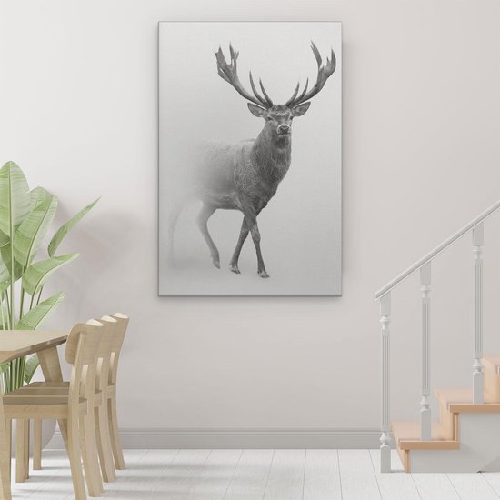Artaza - Peinture sur toile - Cerf - Zwart Wit - 80 x 120 - Groot - Photo sur toile - Impression sur toile